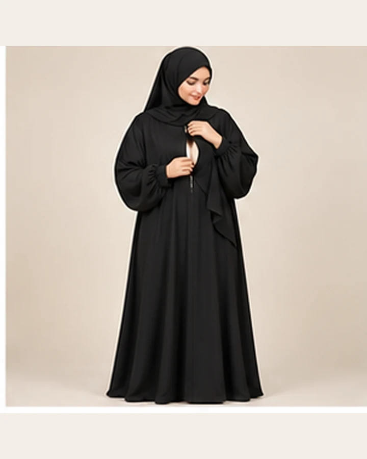 Embroidered Sleeve Abaya – Bottle Green 023